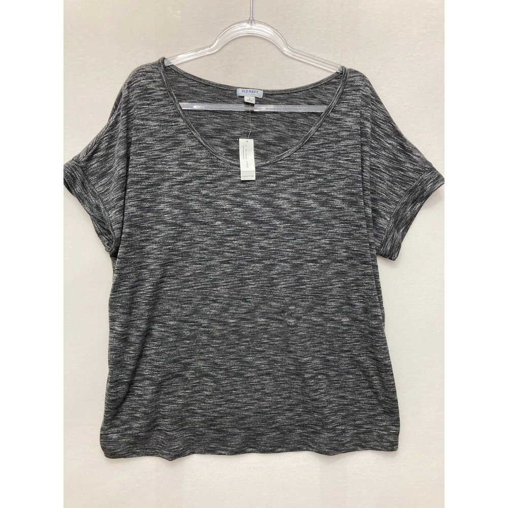 New Old Navy Scoop Neck Top Large Gray Space Dye Dolman Sleeve Knit Tee
